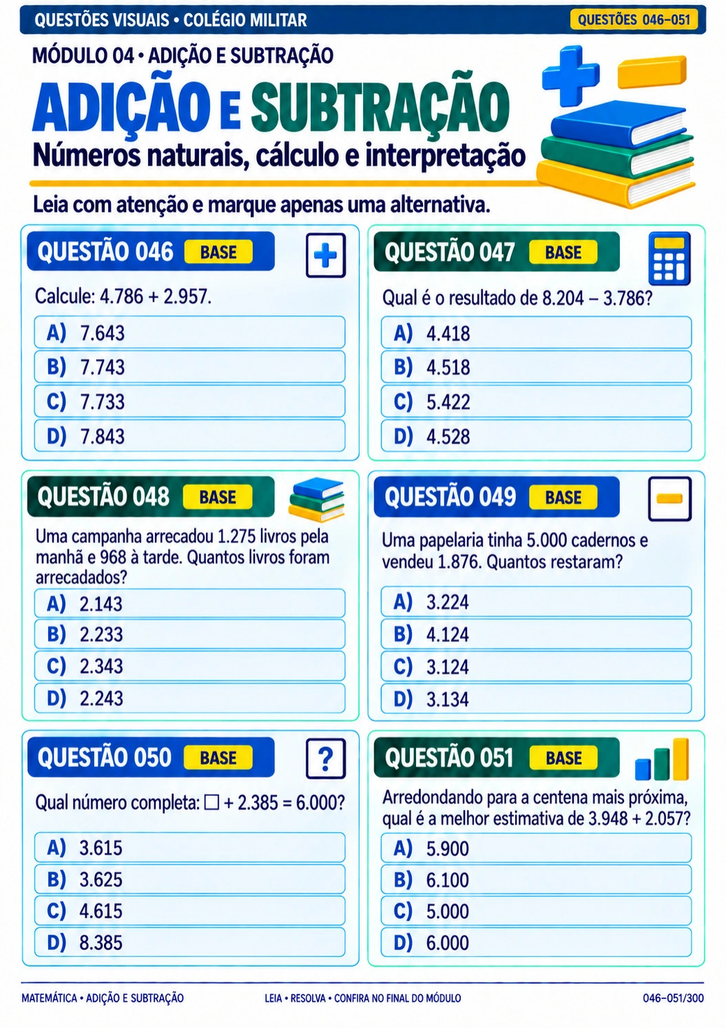 Módulo 04: Problemas com Adição e Subtração