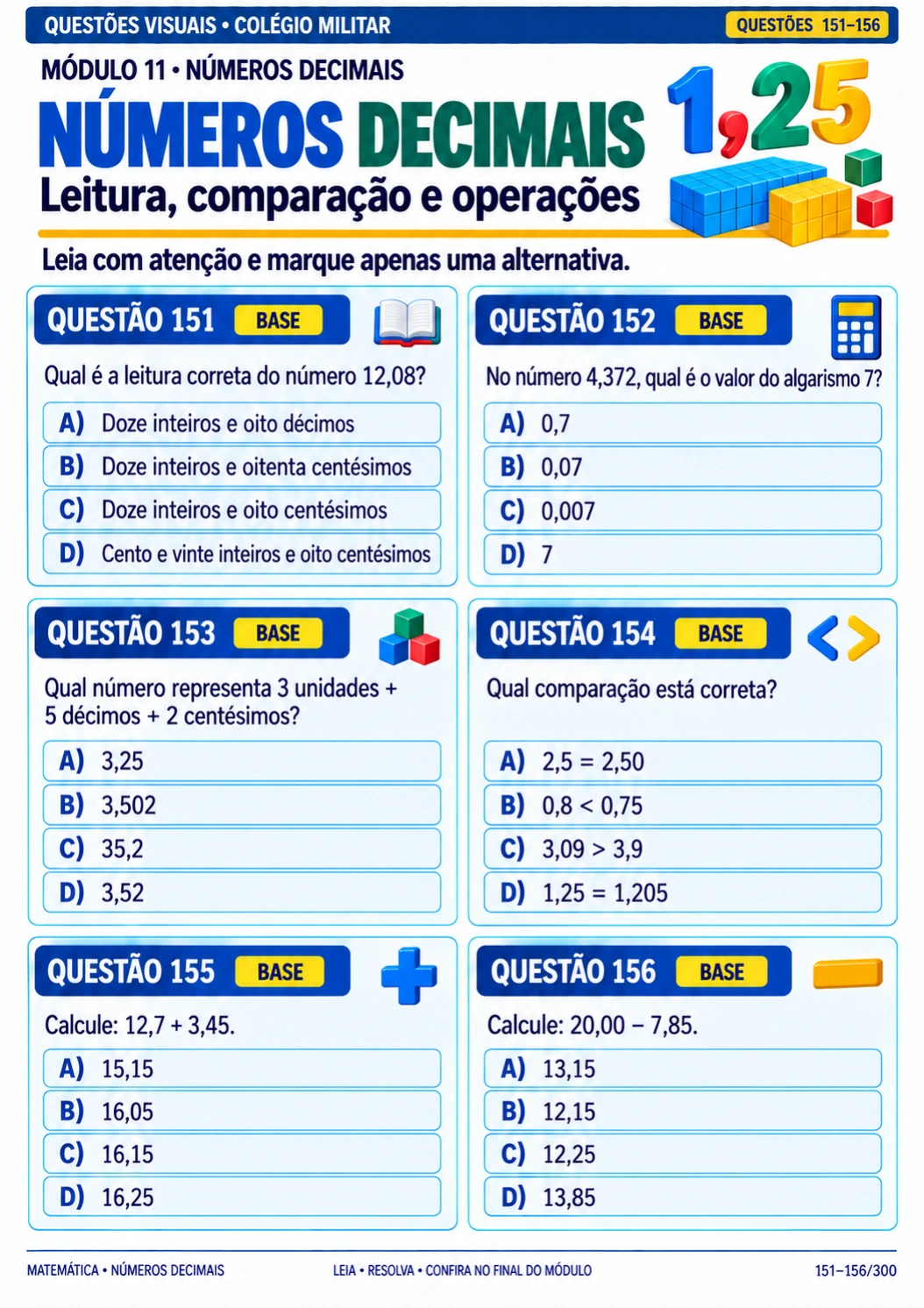 Módulo 11: Números Decimais: Leitura, Comparação e Operações