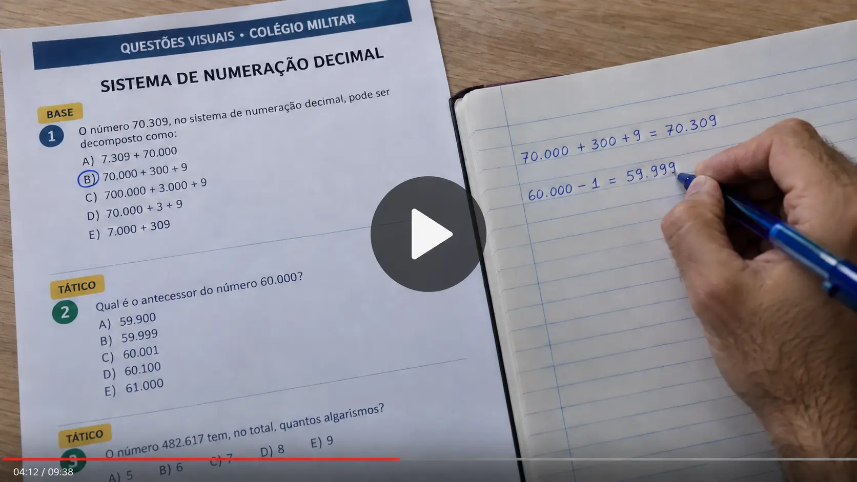 Videoaula resolvendo questão do Módulo 01